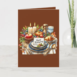 Happy Thanksgiving Dinner add message Holiday Card