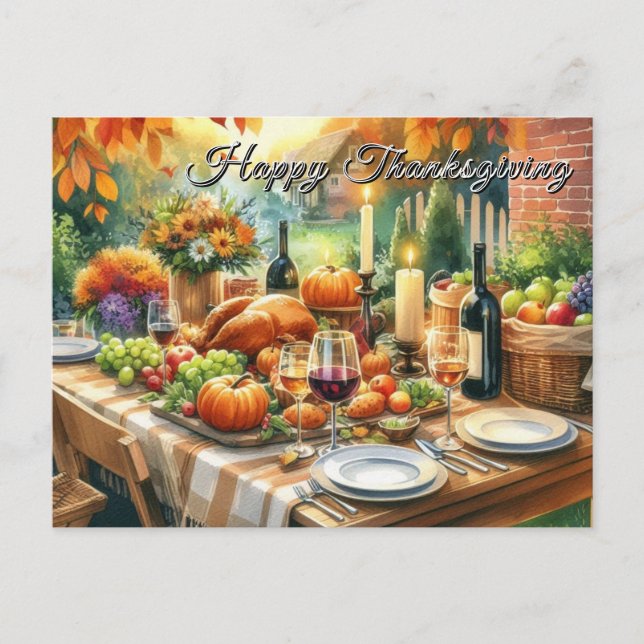 Happy Thanksgiving Dinner Feast  Postcard (Front)