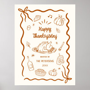 Happy Thanksgiving Dinner Party Printable Poster