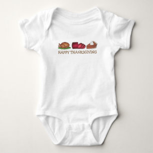 Happy Thanksgiving Dinner Turkey Day Cranberry Pie Baby Bodysuit