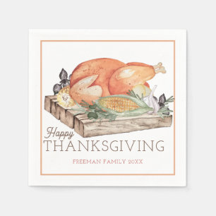 Happy Thanksgiving Dinner Turkey Paper Napkin