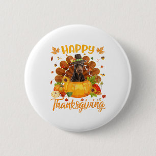 Happy Thanksgiving Doberman Dog Turkey Pumpkin 6 Cm Round Badge