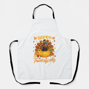 Happy Thanksgiving Doberman Dog Turkey Pumpkin  Apron