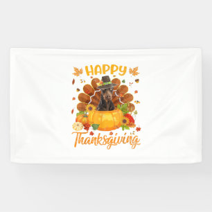 Happy Thanksgiving Doberman Dog Turkey Pumpkin  Banner