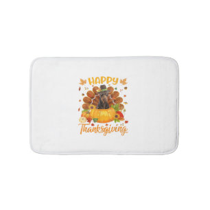 Happy Thanksgiving Doberman Dog Turkey Pumpkin  Bath Mat