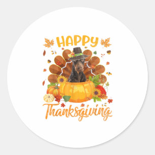 Happy Thanksgiving Doberman Dog Turkey Pumpkin  Classic Round Sticker