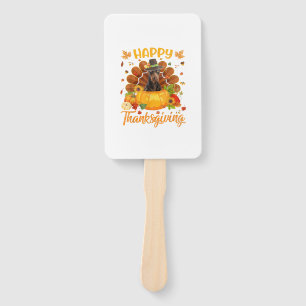 Happy Thanksgiving Doberman Dog Turkey Pumpkin  Hand Fan