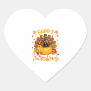 Happy Thanksgiving Doberman Dog Turkey Pumpkin Heart Sticker