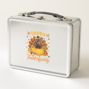 Happy Thanksgiving Doberman Dog Turkey Pumpkin  Metal Lunch Box