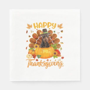 Happy Thanksgiving Doberman Dog Turkey Pumpkin Napkin
