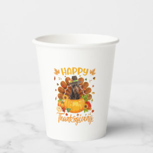 Happy Thanksgiving Doberman Dog Turkey Pumpkin Paper Cups