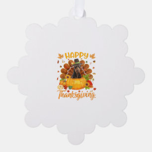 Happy Thanksgiving Doberman Dog Turkey Pumpkin Tree Decoration Card