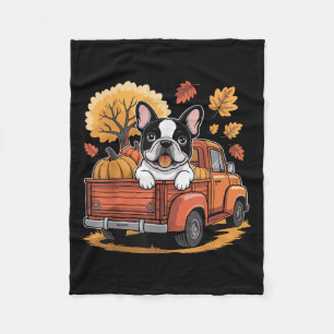 Happy Thanksgiving Dog Lovers French Bulldog Pumpk Fleece Blanket