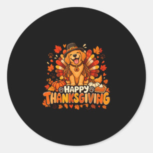 Happy thanksgiving dog turkey costume pumpkin fall classic round sticker