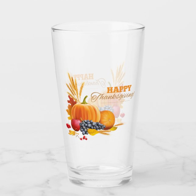 Happy Thanksgiving Drinking Glass (Front)