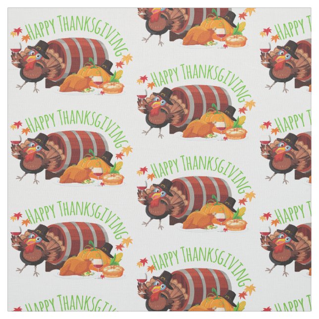 happy thanksgiving drunk turkey fabric (Swatch)