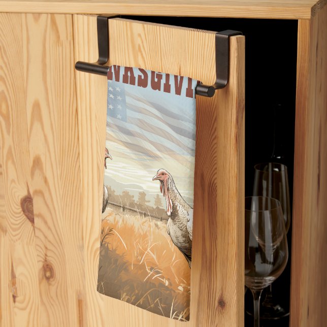 Happy Thanksgiving! Editable men's gift Tea Towel (Thirds Fold)