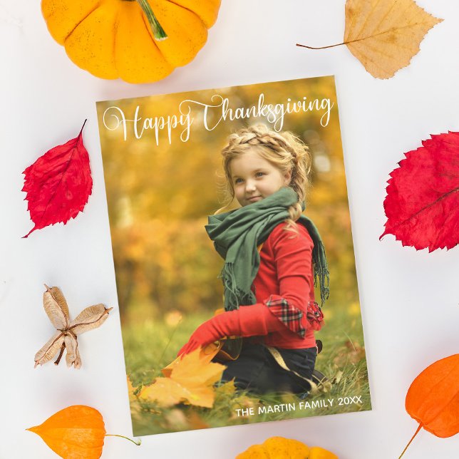 Happy Thanksgiving Elegant Family Photo Modern Holiday Card (Creator Uploaded)