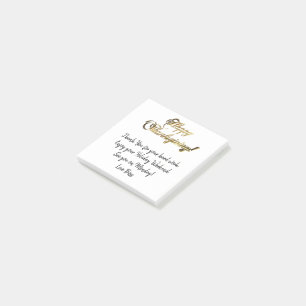 Happy Thanksgiving Elegant Faux Gold Foil Text Post-it Notes