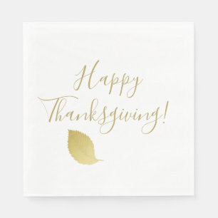 Happy thanksgiving - Elegant Gold Autumn Leaf Napkin