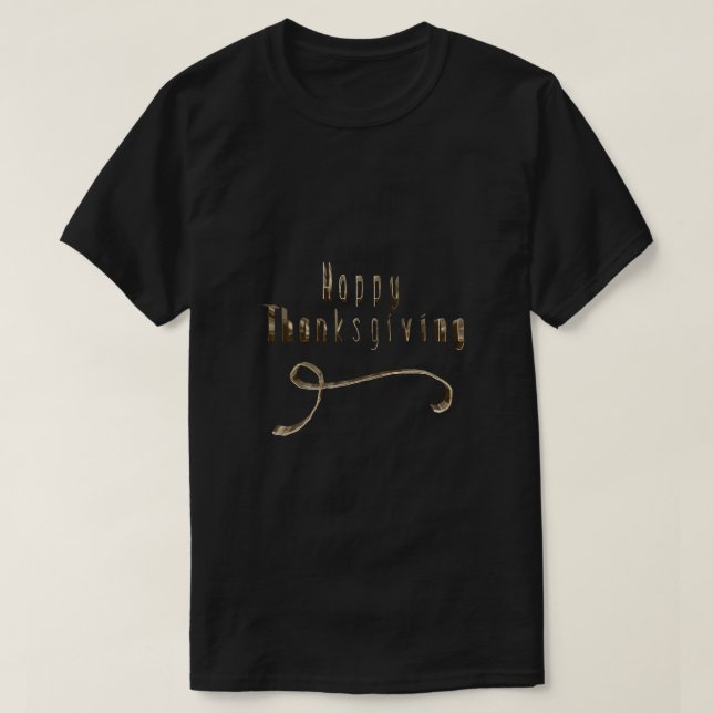 Happy Thanksgiving Elegant Gold Look Typography T-Shirt (Design Front)