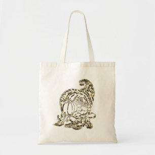 Happy Thanksgiving Elegant Golden Cornucopia Tote Bag