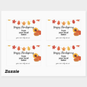 Happy Thanksgiving Fall/Autumn Business Marketing Rectangular Sticker