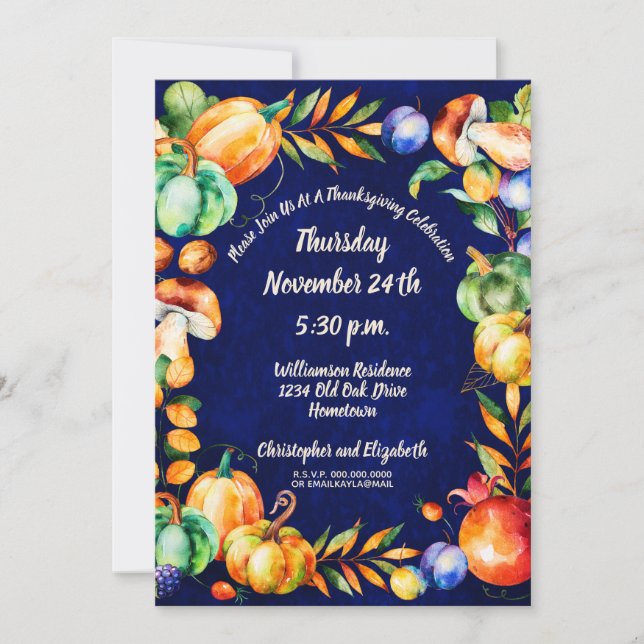 Happy Thanksgiving Fall Autumn Harvest Celebration Invitation (Front)