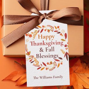 Happy Thanksgiving Fall Blessings Cute Custom Gift Tags