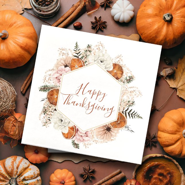 Happy Thanksgiving Fall Citrus Pine Napkin (Creator Uploaded)