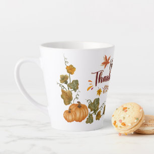 Happy Thanksgiving Fall Festive Design Latte Mug