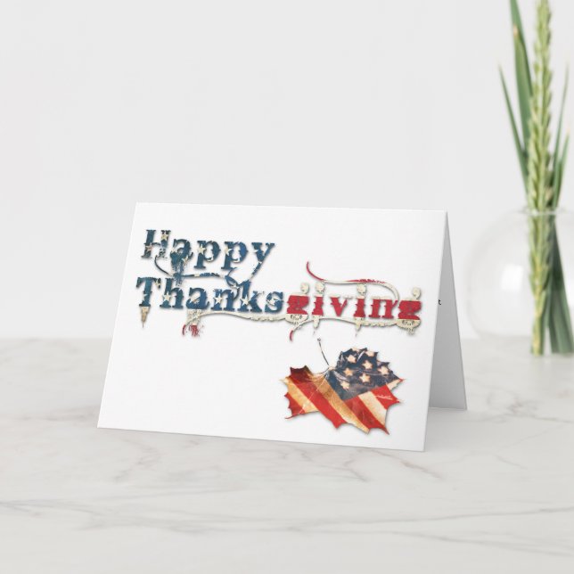 happy thanksgiving (fall flag) holiday card (Front)