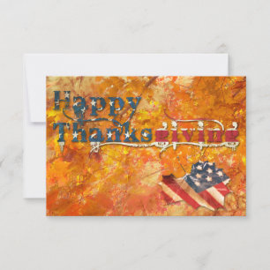 happy thanksgiving (fall flag) invitation