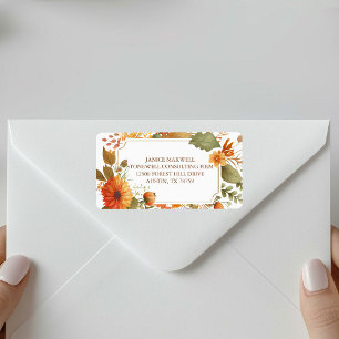 Happy Thanksgiving Fall Flowers Custom Business Label