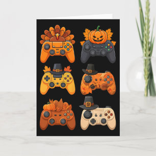 Happy Thanksgiving Fall Gaming Controllers Turkey  Card