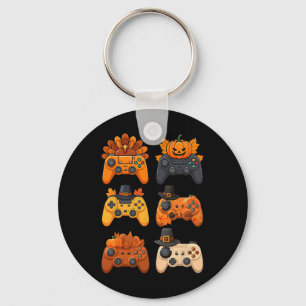 Happy Thanksgiving Fall Gaming Controllers Turkey Key Ring