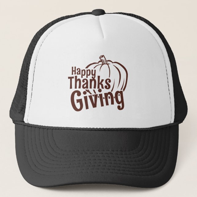 Happy Thanksgiving – Fall Harvest Design Trucker Hat (Front)