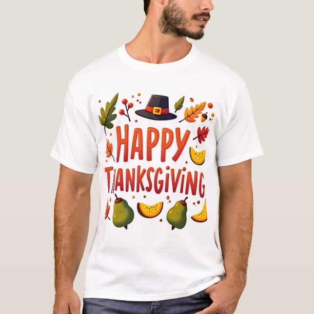 Happy Thanksgiving Fall Harvest T-Shirt Autumn (Front)