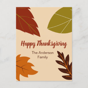 Happy Thanksgiving Fall Leaves and Your Name Postcard