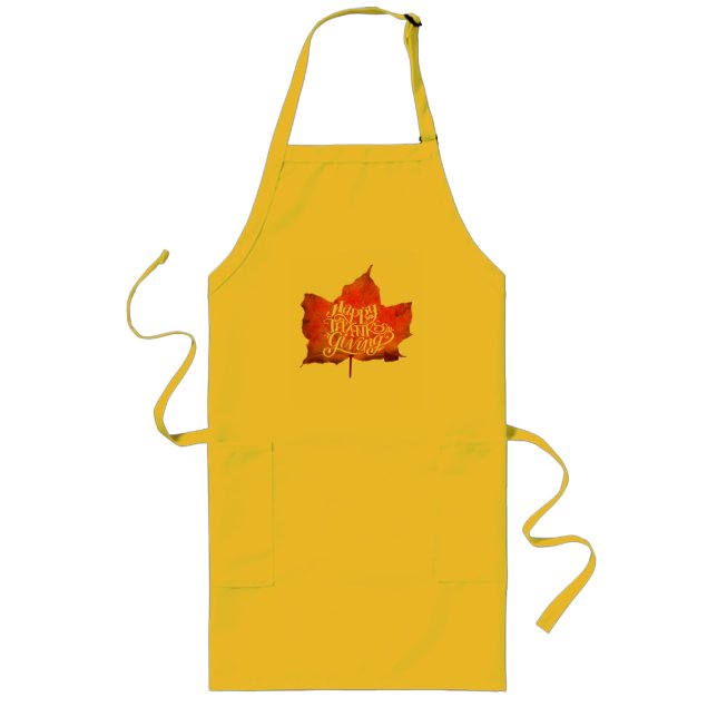HAPPY THANKSGIVING FALL LEAVES AUTUMN LEAF  LONG APRON (Front)