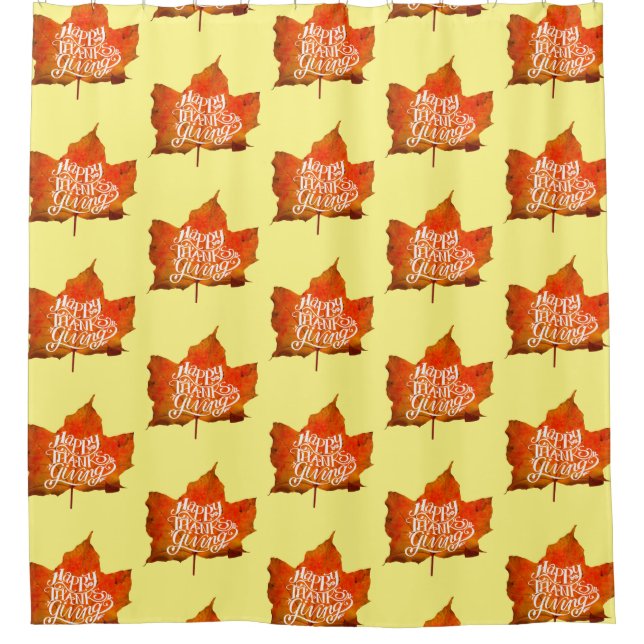 HAPPY THANKSGIVING FALL LEAVES AUTUMN LEAF  SHOWER CURTAIN (Front)