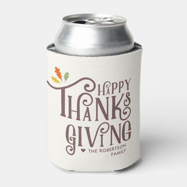 Happy Thanksgiving | Fall Leaves Can Cooler (Can Front)