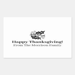Happy Thanksgiving fall leaves custom serif text Rectangular Sticker