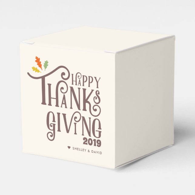 Happy Thanksgiving | Fall Leaves Favour Box (Front Side)