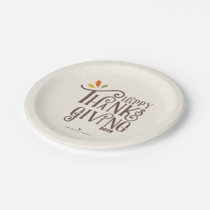 Happy Thanksgiving Fall Leaves Paper Plate
