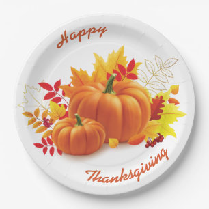 Happy Thanksgiving, fall party Paper Plate