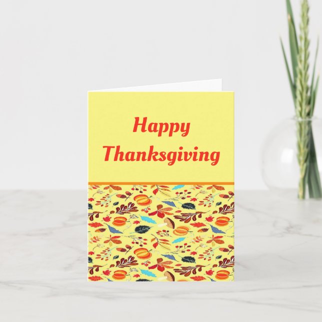 Happy Thanksgiving Fall pattern Card (Front)