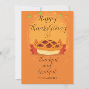 Happy Thanksgiving FALL Pumpkin pie   Holiday Card