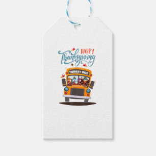 Happy Thanksgiving Fall Turkey Thankful School Bus Gift Tags