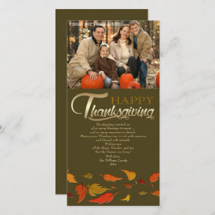 Happy Thanksgiving. Falling Leaves Photo Card